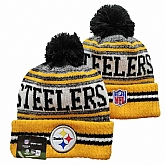 Steelers Team Logo Yellow and Gray Pom Cuffed Knit Hat YD,baseball caps,new era cap wholesale,wholesale hats